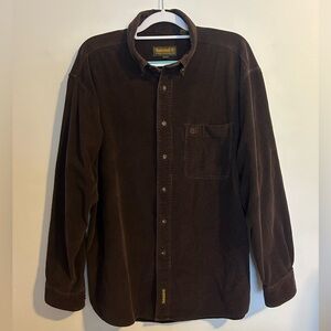 Y2K Vintage Timberland Dark Brown Corduroy Button Down Shirt Large